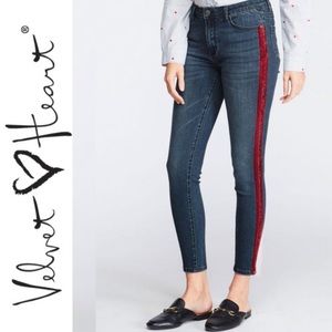 Velvet Heart JEans Skinny Size 26 White Tux Stripe Inseam 31 NWT